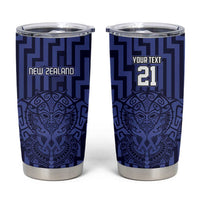 Custom Basketball New Zealand Tumbler Cup Blue Maori Ta Moko Indigenous - Polynesian Pride