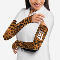 Custom Basketball New Zealand Arm Sleeves Gold Maori Ta Moko Indigenous LT9 - Polynesian Pride