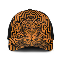 Basketball New Zealand Baseball Net Cap Gold Maori Ta Moko Indigenous LT9 One Size Black Gold - Polynesian Pride