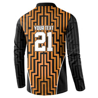Custom Basketball New Zealand Button Sweatshirt Gold Maori Ta Moko Indigenous LT9 - Polynesian Pride