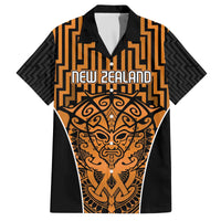Custom Basketball New Zealand Family Matching Off The Shoulder Long Sleeve Dress and Hawaiian Shirt Gold Maori Ta Moko Indigenous - Polynesian Pride