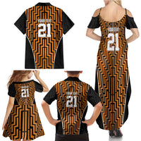 Custom Basketball New Zealand Family Matching Summer Maxi Dress and Hawaiian Shirt Gold Maori Ta Moko Indigenous - Polynesian Pride