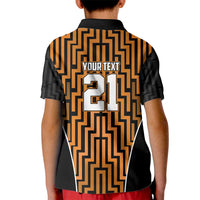 Custom Basketball New Zealand Kid Polo Shirt Gold Maori Ta Moko Indigenous - Polynesian Pride