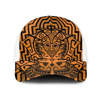 Basketball New Zealand Mesh Trucker Cap Gold Maori Ta Moko Indigenous LT9 One Size White Gold - Polynesian Pride