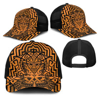 Basketball New Zealand Mesh Trucker Cap Gold Maori Ta Moko Indigenous LT9 - Polynesian Pride