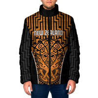 Custom Basketball New Zealand Padded Jacket Gold Maori Ta Moko Indigenous LT9 Gold - Polynesian Pride