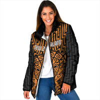 Custom Basketball New Zealand Padded Jacket Gold Maori Ta Moko Indigenous LT9 - Polynesian Pride