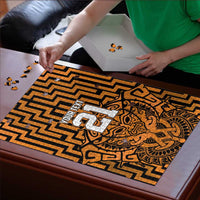 Custom Basketball New Zealand Puzzle Gold Maori Ta Moko Indigenous LT9 - Polynesian Pride