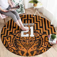 Custom Basketball New Zealand Round Carpet Gold Maori Ta Moko Indigenous - Polynesian Pride