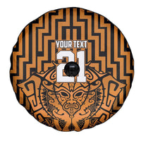 Custom Basketball New Zealand Spare Tire Cover Gold Maori Ta Moko Indigenous - Polynesian Pride