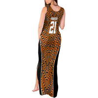 Custom Basketball New Zealand Tank Maxi Dress Gold Maori Ta Moko Indigenous - Polynesian Pride