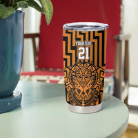 Custom Basketball New Zealand Tumbler Cup Gold Maori Ta Moko Indigenous - Polynesian Pride