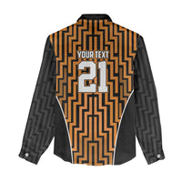 Custom Basketball New Zealand Women Casual Shirt Gold Maori Ta Moko Indigenous - Polynesian Pride