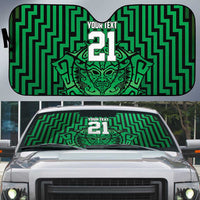 Custom Basketball New Zealand Auto Sun Shade Green Maori Ta Moko Indigenous - Polynesian Pride