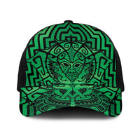 Basketball New Zealand Baseball Net Cap Green Maori Ta Moko Indigenous LT9 One Size Black Green - Polynesian Pride