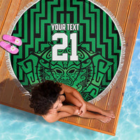Custom Basketball New Zealand Beach Blanket Green Maori Ta Moko Indigenous LT9 - Polynesian Pride