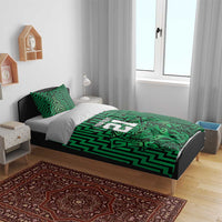 Custom Basketball New Zealand Bedding Set Green Maori Ta Moko Indigenous - Polynesian Pride