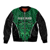 Custom Basketball New Zealand Bomber Jacket Green Maori Ta Moko Indigenous - Polynesian Pride