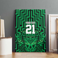 Custom Basketball New Zealand Canvas Wall Art Green Maori Ta Moko Indigenous LT9 - Polynesian Pride