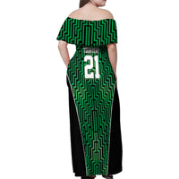 Custom Basketball New Zealand Family Matching Off Shoulder Maxi Dress and Hawaiian Shirt Green Maori Ta Moko Indigenous - Polynesian Pride