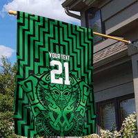 Custom Basketball New Zealand Garden Flag Green Maori Ta Moko Indigenous - Polynesian Pride