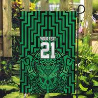 Custom Basketball New Zealand Garden Flag Green Maori Ta Moko Indigenous - Polynesian Pride