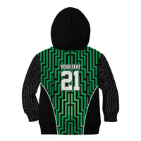 Custom Basketball New Zealand Kid Hoodie Green Maori Ta Moko Indigenous - Polynesian Pride