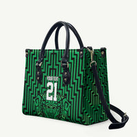 Custom Basketball New Zealand Leather Bag Green Maori Ta Moko Indigenous - Polynesian Pride