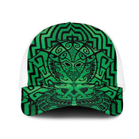 Basketball New Zealand Mesh Trucker Cap Green Maori Ta Moko Indigenous LT9 One Size White Green - Polynesian Pride