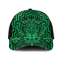 Basketball New Zealand Mesh Trucker Cap Green Maori Ta Moko Indigenous LT9 One Size Black Green - Polynesian Pride
