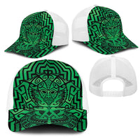 Basketball New Zealand Mesh Trucker Cap Green Maori Ta Moko Indigenous LT9 - Polynesian Pride