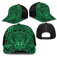 Basketball New Zealand Mesh Trucker Cap Green Maori Ta Moko Indigenous LT9 - Polynesian Pride