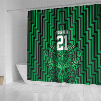 Custom Basketball New Zealand Shower Curtain Green Maori Ta Moko Indigenous - Polynesian Pride