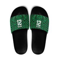 Custom Basketball New Zealand Slide Sandals Green Maori Ta Moko Indigenous LT9 Green - Polynesian Pride