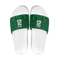 Custom Basketball New Zealand Slide Sandals Green Maori Ta Moko Indigenous LT9 Green - Polynesian Pride