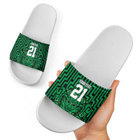 Custom Basketball New Zealand Slide Sandals Green Maori Ta Moko Indigenous LT9 - Polynesian Pride