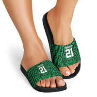 Custom Basketball New Zealand Slide Sandals Green Maori Ta Moko Indigenous LT9 - Polynesian Pride