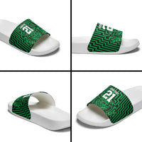 Custom Basketball New Zealand Slide Sandals Green Maori Ta Moko Indigenous LT9 - Polynesian Pride