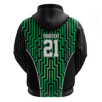 Custom Basketball New Zealand Zip Hoodie Green Maori Ta Moko Indigenous - Polynesian Pride