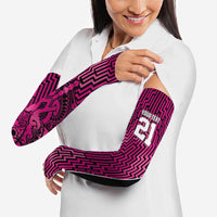 Custom Basketball New Zealand Arm Sleeves Pink Maori Ta Moko Indigenous - Polynesian Pride
