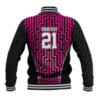 Custom Basketball New Zealand Baseball Jacket Pink Maori Ta Moko Indigenous - Polynesian Pride