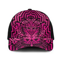 Basketball New Zealand Baseball Net Cap Pink Maori Ta Moko Indigenous LT9 One Size Black Pink - Polynesian Pride