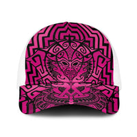 Basketball New Zealand Baseball Net Cap Pink Maori Ta Moko Indigenous LT9 One Size White Pink - Polynesian Pride