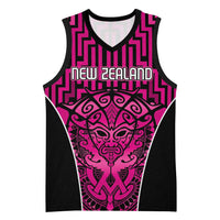 Custom Basketball New Zealand Basketball Jersey Pink Maori Ta Moko Indigenous LT9 Unisex Pink - Polynesian Pride