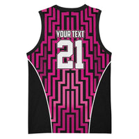 Custom Basketball New Zealand Basketball Jersey Pink Maori Ta Moko Indigenous LT9 - Polynesian Pride
