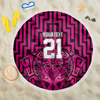 Custom Basketball New Zealand Beach Blanket Pink Maori Ta Moko Indigenous LT9 One Size 150cm Pink - Polynesian Pride