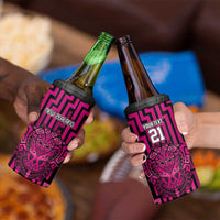 Custom Basketball New Zealand 4 in 1 Can Cooler Tumbler Pink Maori Ta Moko Indigenous - Polynesian Pride