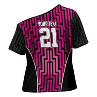 Custom Basketball New Zealand Cross Shoulder Shirt Pink Maori Ta Moko Indigenous LT9 - Polynesian Pride