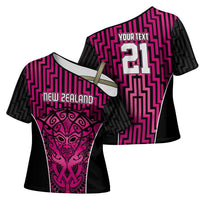 Custom Basketball New Zealand Cross Shoulder Shirt Pink Maori Ta Moko Indigenous LT9 - Polynesian Pride