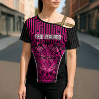Custom Basketball New Zealand Cross Shoulder Shirt Pink Maori Ta Moko Indigenous LT9 - Polynesian Pride